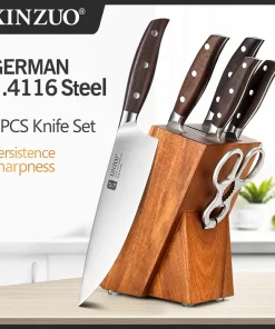 XINZUO Professional Full 7 PCS Knife Set German 1.4116 Stainless Steel Kitchen Knives Sets Best Kitchen Slicing Santoku Tool