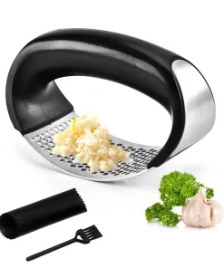 1Pcs Stainless Steel Garlic Food Crusher Manual Garlic Press Peeler Brush Vegetables Fruit Tools Multifunctional Kitchen Gadget