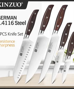 XINZUO High Quality 3.5+5+8+8+8" Paring Utility Cleaver Chef Knife Germany 1.4116 Stainless Steel 5PCS Kitchen Knife Set