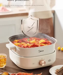 Electric Skillet Midea Hot Pot Household Pot Home Electric Hot Pot Multi-Functional Split Frying 6L Kitchen Cooking Appliances